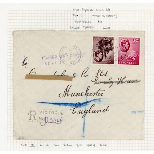 526 - 1939-44 seven censored covers with various markings, including two 1939 with seriffed two-line PASSE... 