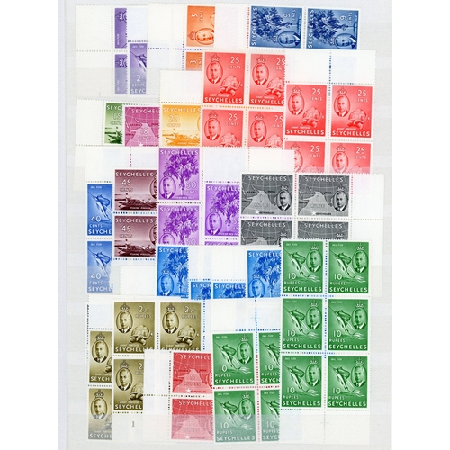 529 - 1952 set in blocks of four unmounted o.g., plus extra blocks of some values including 1r50 (3), 2r25... 