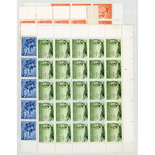 529 - 1952 set in blocks of four unmounted o.g., plus extra blocks of some values including 1r50 (3), 2r25... 