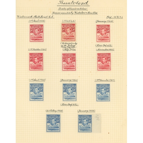 91 - 1938-54 definitives printings collection (84) all beautifully written up in copperplate and mounted ... 