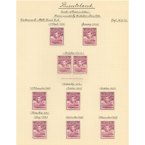 91 - 1938-54 definitives printings collection (84) all beautifully written up in copperplate and mounted ... 