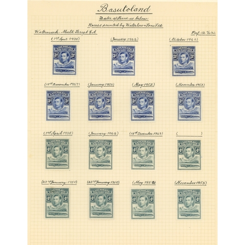 91 - 1938-54 definitives printings collection (84) all beautifully written up in copperplate and mounted ... 