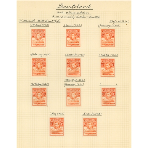 91 - 1938-54 definitives printings collection (84) all beautifully written up in copperplate and mounted ... 