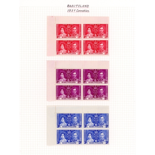 93 - 1938-48 mint blocks on leaves with 1937 Coronation, 1938 definitives in imprint blocks (lower pairs ... 