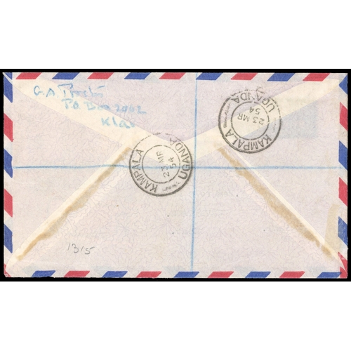 1049A - 1940 2s green and ultramarine, used on philatelic airmail cover with KUT 1s Postage on 1954 (22 Mar)... 