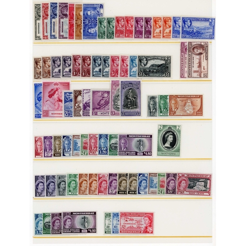 1107 - Mint collection on leaves including Antigua 1932 to 5s, 1938 to £1, 1953 to $4.80, Cayman Islands 19... 