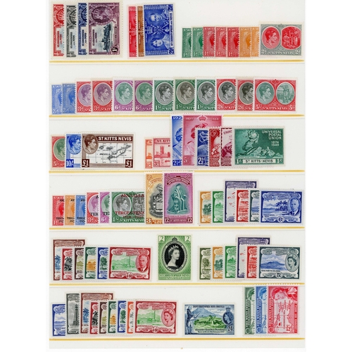 1107 - Mint collection on leaves including Antigua 1932 to 5s, 1938 to £1, 1953 to $4.80, Cayman Islands 19... 