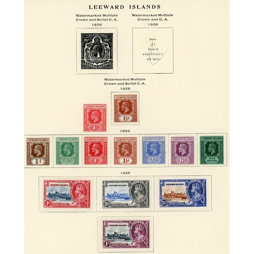 1107 - Mint collection on leaves including Antigua 1932 to 5s, 1938 to £1, 1953 to $4.80, Cayman Islands 19... 