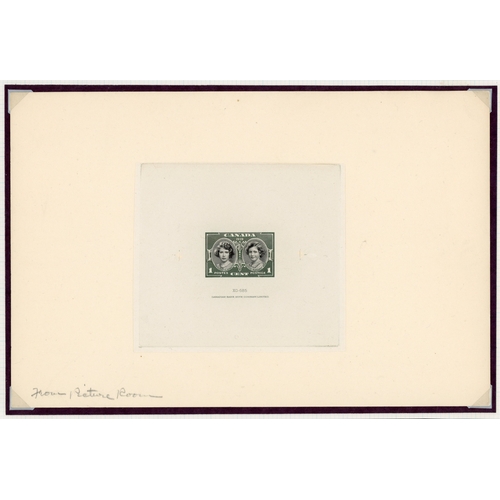 198 - 1939 Royal Visit large die proofs on India paper (approx. 100x90mm) die sunk on card (228x152) with ... 