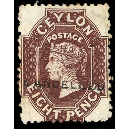 225 - 1863-66 8d reddish brown, perf 12½, Wmk type 5 optd ‘CANCELLED’ (Samuel type D6) small part o.g.  No... 