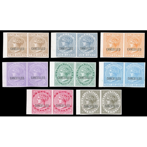 242 - 1872 2c, 4c, 8c, 16c, 24c, 36c, 48c & 96c in imperforate plate plate proofs pairs, in issued colours... 