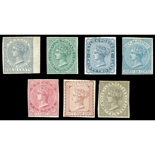 243 - 1872-80 Wmk CC 4c, 24c, 32c, 36c, 48c, 64c & 96c as imperforate imprimaturs, touching to very large ... 