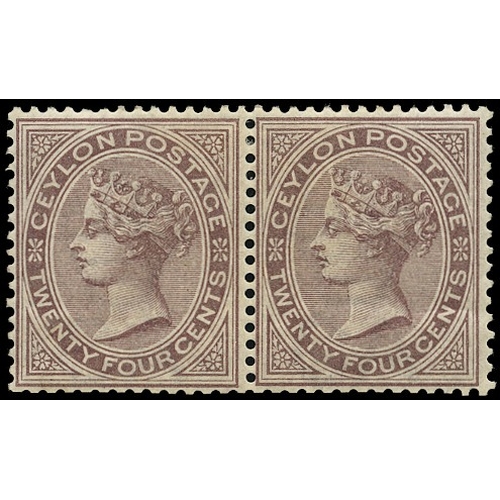 258 - 1883-98 24c brown-purple, Wmk CA, prepared for use but not issued unsurcharged, HORIZONTAL PAIR, bri... 