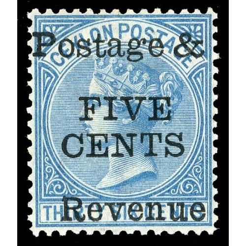 262 - 1885 5c on 36c blue Wmk CC, type 21 local surcharge (pos. 2 of the setting) large part o.g. very fin... 