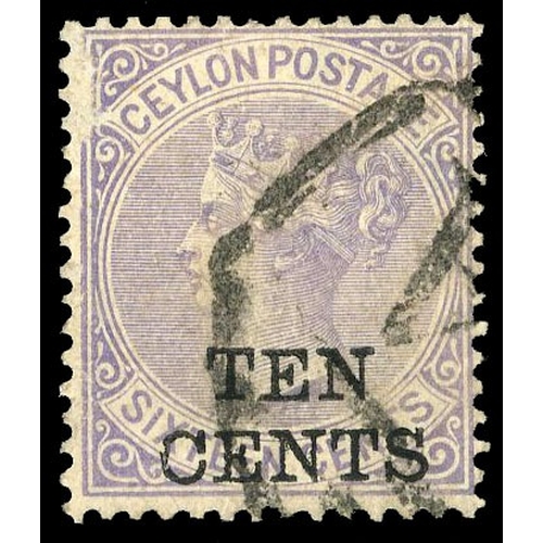 264 - 1885 10c on 16c pale violet, Wmk CC, type 22 local surcharge, used by part ‘A’ numeral, surface abra... 