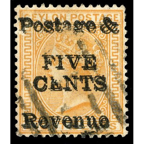 265 - 1885 5c on 8c orange-yellow Wmk CA, type 21 local surcharges, pos.9 from the row of 12, ERROR SURCHA... 