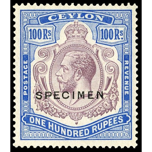 306 - 1921-32 Wmk Script 100r dull purple & blue, optd ‘SPECIMEN’ showing variety ‘BREAK IN SCROLL’ (R.1/1... 