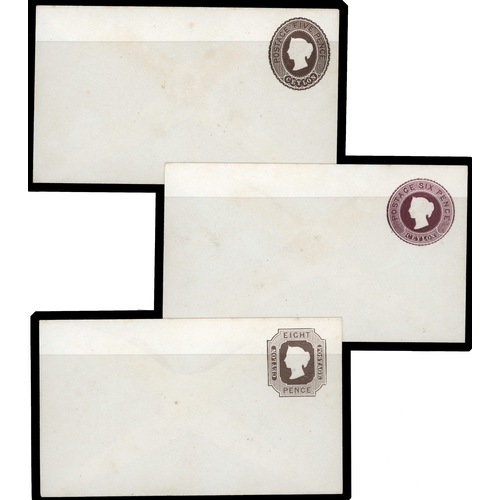 368 - 1857-1868 range of thirteen embossed postal stationery envelopes, with original set of ten 1d-2/- an... 