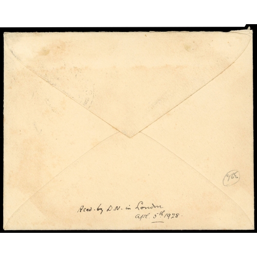 411 - 1928 ‘Nabarro’ cover addressed to London franked by  '2½D' on 2d purple-brown, South Georgia provisi... 