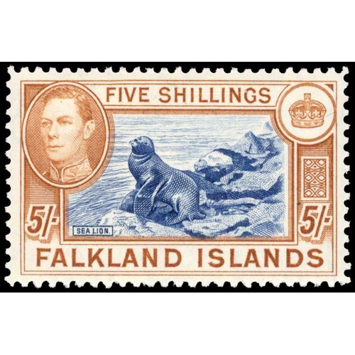 418 - 1938 5s indigo and pale yellow-brown, fine unmounted o.g. SG 161b