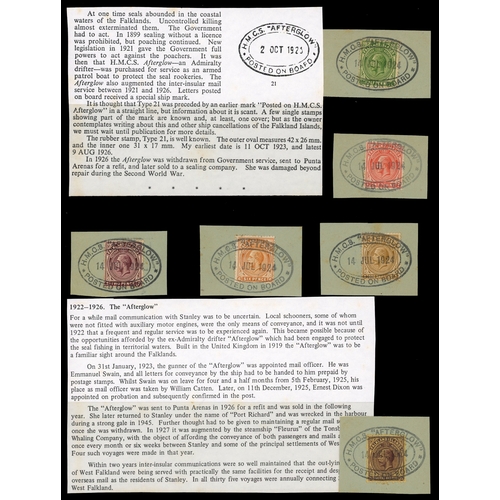 423 - 1924-26 collection all bearing ‘H.M.C.S AFTERGLOW/ POSTED ON BOARD' cancellations, including KGV ½d,... 