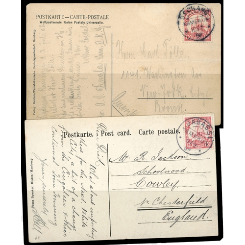 467 - 1909-1913 quartet of picture postcards, including 1909 postcard to England franked by 10pf tied by s... 