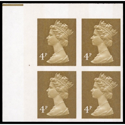 47 - 1971 4p ochre-brown top left-hand corner marginal imperforate block of 4, Pierron reports only one s... 