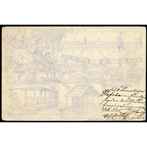 535 - 1902 Dagshai P.O.W. camp manufactured picture postcard addressed to Germany franked by QV 3p carmine... 