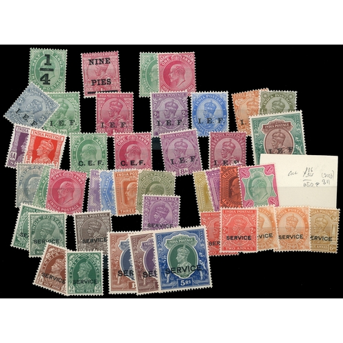 540 - QV-KGVI mint selection arranged on stockcards including KGVI values to 25r; also Official and IEF ov... 