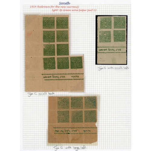 604 - 1914 3p green and 1a red, mint and used collection on pages, with shades, multiples to complete shee... 