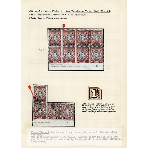 681 - 1937-52 duplicated material on stocksheet including 1937 (KGV design) 5c Type II unmounted block of ... 