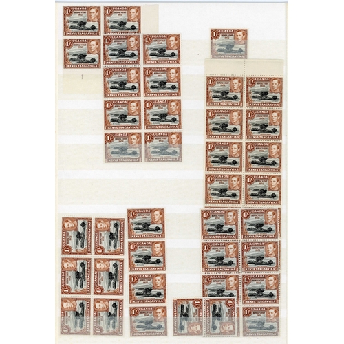 681 - 1937-52 duplicated material on stocksheet including 1937 (KGV design) 5c Type II unmounted block of ... 