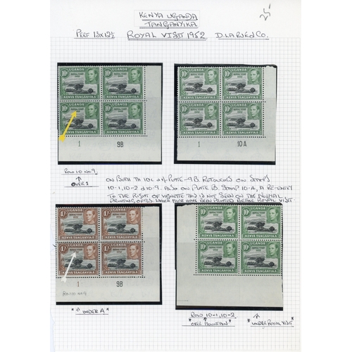 681 - 1937-52 duplicated material on stocksheet including 1937 (KGV design) 5c Type II unmounted block of ... 