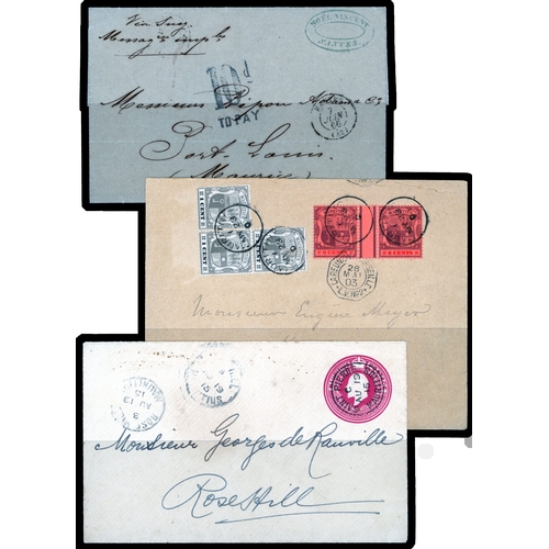 741 - 1860s to 1950s postal history collection, including 1866 incoming entire letter to Port Louis from F... 