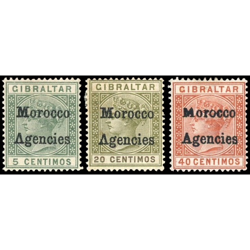 748 - 1898 5c green inverted ‘V’ for ‘A’, 20c olive-green  inverted ‘V’ for ‘A’ and 40c orange-brown defor... 