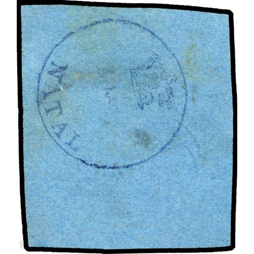 750 - 1857-61 embossed 9d blue, imperf with good to large margins (30 x 34mm), neatly cancelled by blue cr... 