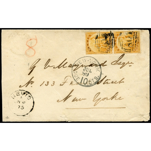 783 - 1875 cover from the Maynard correspondence bearing 4d (SG 11) white paper vertical pair, A09 cancels... 