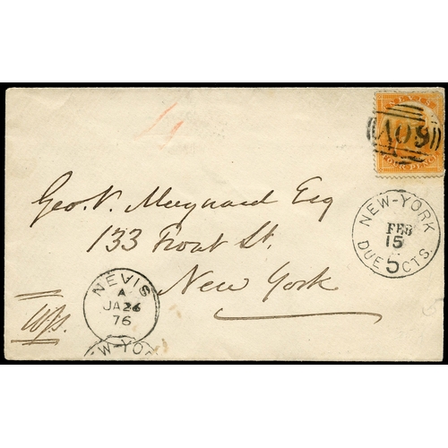 784 - 1876 envelope to New York from the Maynard correspondence bearing a damaged white paper 4d orange (S... 