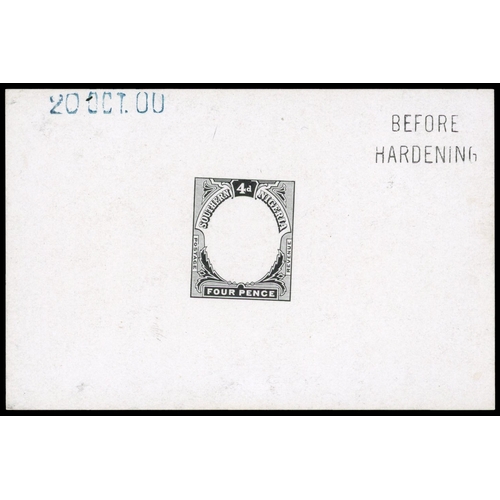 808 - 1900 4d frame die proof on glazed paper dated “20 OCT. 00” in blue and endorsed “BEFORE HARDENING” i... 