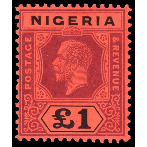 816 - 1927 £1 Die II deep purple and black on red, very fine o.g. SG 12b