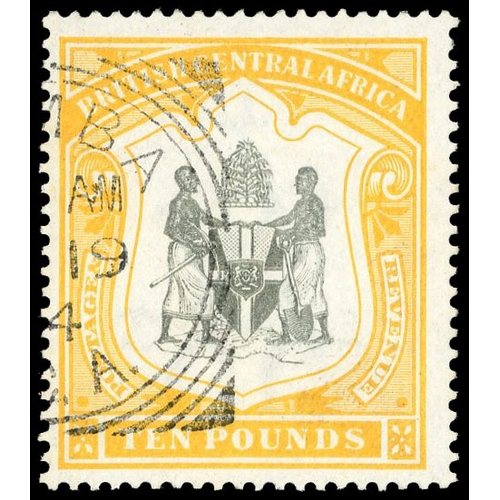 826 - 1897-1900 £10 black and yellow, exceptional colour, attractively cancelled by crisp part Zomba squar... 