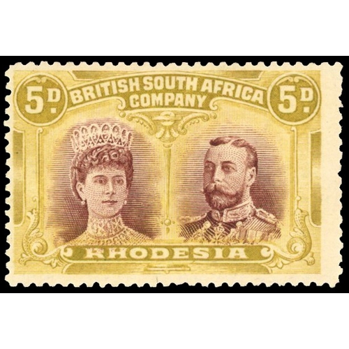 835 - 1910-13 5d purple-brown and ochre, error of colour, fresh large part og. SG 143ab