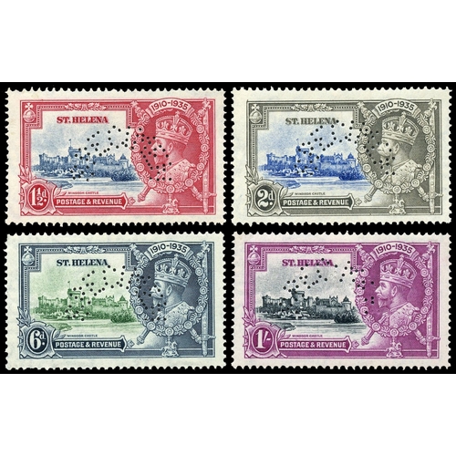 842 - 1935 Silver Jubilee set perforated SPECIMEN Type D19, fine large part o.g.  SG 124s-127s, £190