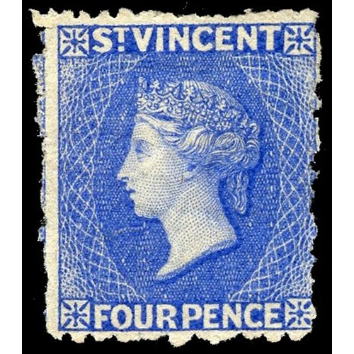 851 - 1881 4d bright blue, large part og with fresh appearance. BPA Certificate (1979). SG 38