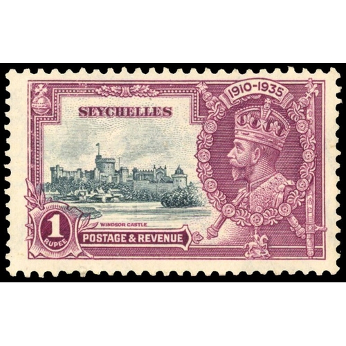 858 - 1935 1r slate and purple Silver Jubilee, extra flagstaff variety, fine o.g. SG 131a 