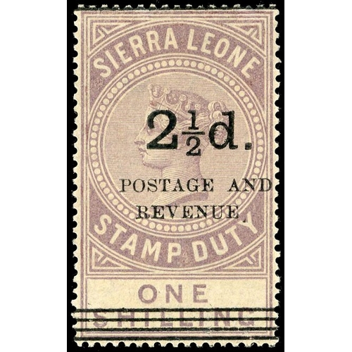 861 - 1897 2½d on 1s dull lilac, type 13 surcharge, large part o.g. Fractionally toned gum as often, still... 