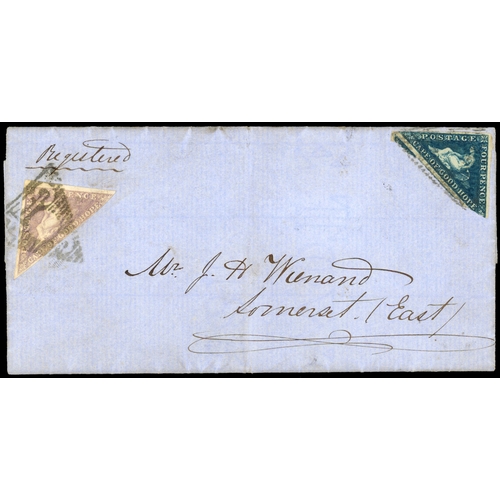 865 - 1858 Registered entire letter addressed to Somerset, franked by 4d deep blue and 6d pale rose-lilac,... 