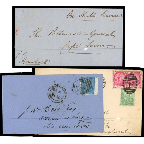 867 - 1863-1897 trio of covers. 1863 stampless O.H.M.S cover addressed to The Postmaster General endorsed ... 