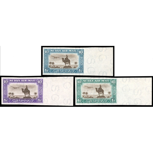 890 - 1935 10p Statue of General Gordon airmails, three colour trials, in turquoise and brown, purple and ... 