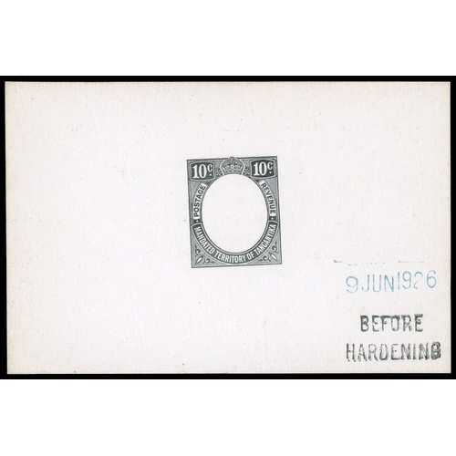 908 - 1927-31 10c De La Rue frame die proof in black on glazed card, dated “9 JUN 1926” in blue and endors... 